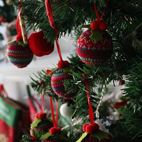 12-Inch Knitted Christmas Tree Balls Set - Style 6 Holiday Decor