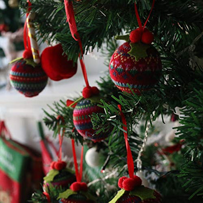 12-Inch Knitted Christmas Tree Balls Set - Style 6 Holiday Decor