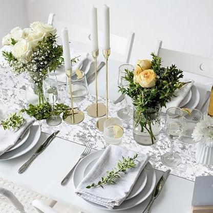 Silver Metallic Table Runner 11x108 Inches - Sequin Mesh Decorations for Party Wedding Birthday