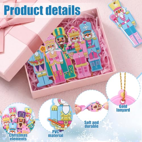 Christmas Nutcracker Ornaments Set - Pastel PVC Decorations for Tree & Party