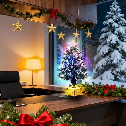 2ft Green Fiber Optic Christmas Tree with Stand - Artificial Holiday Tree