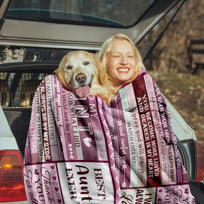 60 x 80 Inch Aunt Ever Blanket - Heartwarming Gift for Aunts from Niece Nephew