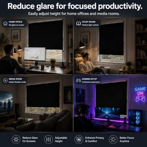 Portable Blackout Window Cover 30x36 Inches No Tools No Drill Cordless Thermal Shades for Bedroom & Office
