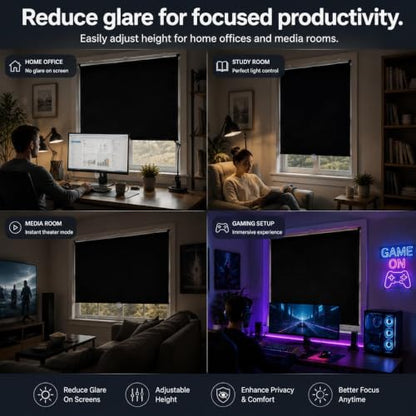 Portable Blackout Window Cover 30x36 Inches No Tools No Drill Cordless Thermal Shades for Bedroom & Office