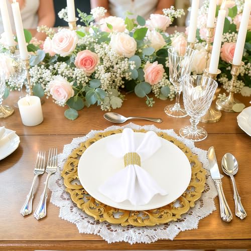 Maxdot 24 Gold Mirror Charger Plates 13 Inch Baroque Dinner Decor Set
