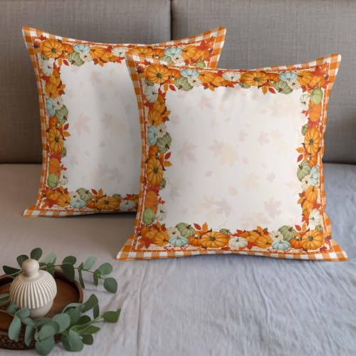 Fall Bed Runner with Matching Pillow Covers - Cal King Size 102x20 Orange Maple Leaves & Pumpkin Decor