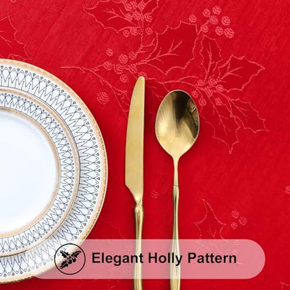Christmas Jacquard Table Cloth 52x70 Inch Waterproof Dining Decor