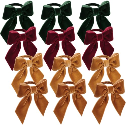 Christmas Bow Napkin Rings Set of 12 Velvet Holiday Table Decor Multicolor 1