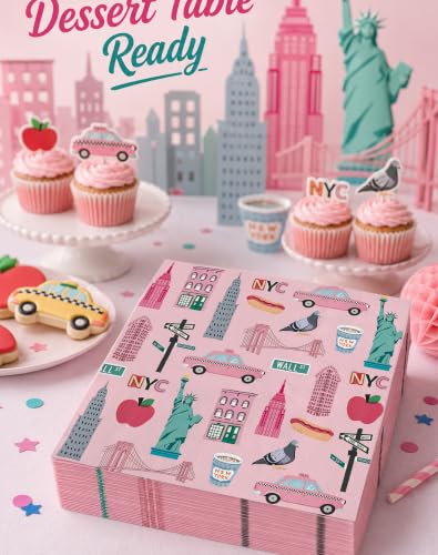 50PCS Pink NYC Theme Disposable Paper Napkins for Parties