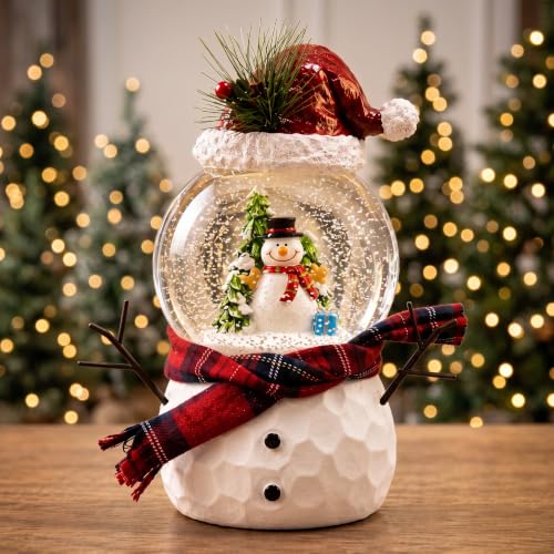 Musical Snow Globe Snowman Decor with Lights & Swirling Snow - Snowman Variant