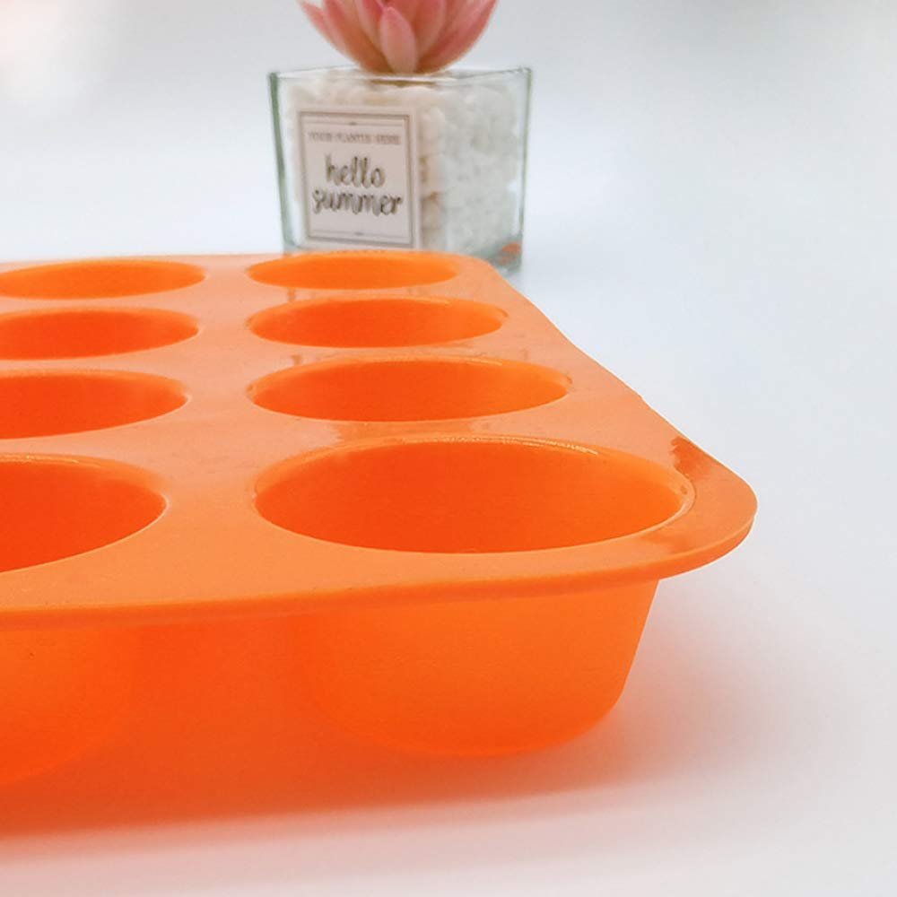 Qtopun Silicone Mini Muffin Pan, 4 Pack 24 Cups Silicone Mold Cups Baking Pan, Silicone Muffin Tins Baking Moulds-Orange