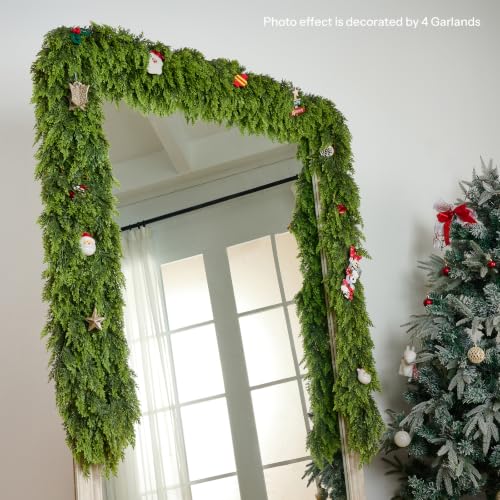 9FT Artificial Cedar Garland for Christmas Decoration Indoor - Lifelong Faux Greenery
