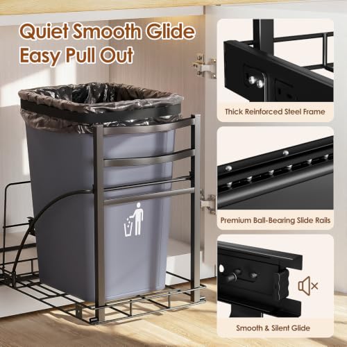 Pull Out Trash Can for Kitchen Cabinets 7-13 Gallon Under Sink Organizer