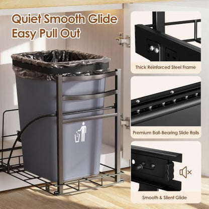 Pull Out Trash Can for Kitchen Cabinets 7-13 Gallon Under Sink Organizer
