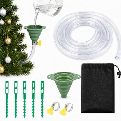 Christmas Tree Watering System with Clear PVC Tube, Collapsible Funnel & Reusable Ties