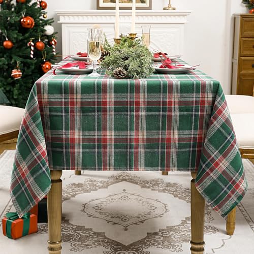 Romanstile Christmas Checkered Tablecloth Rectangle - Green Plaid, 60 x 144 Inches
