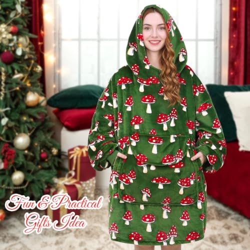 Women Wearable Blanket Hoodie Christmas Mushroom Gifts for Women Adults - Mushroom / Adult