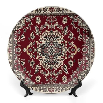 Classic Persian Style Ceramic Decorative Plate with Stand and Wall Hook - 6 Inch