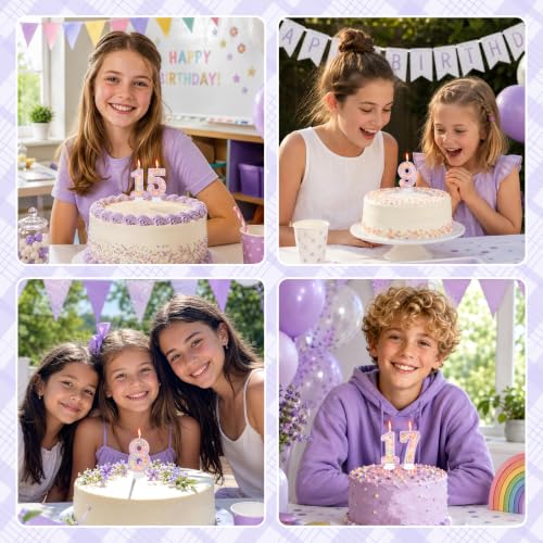 Pastel Birthday Candle Purple Number 8 Cake Topper - Sweet Macaron Design