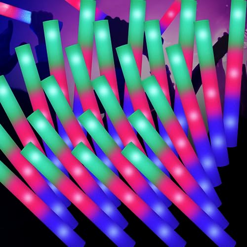 100PCS Colorful LED Foam Glow Sticks with 3 Flash Modes for Parties