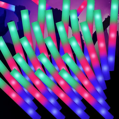 100PCS Colorful LED Foam Glow Sticks with 3 Flash Modes for Parties
