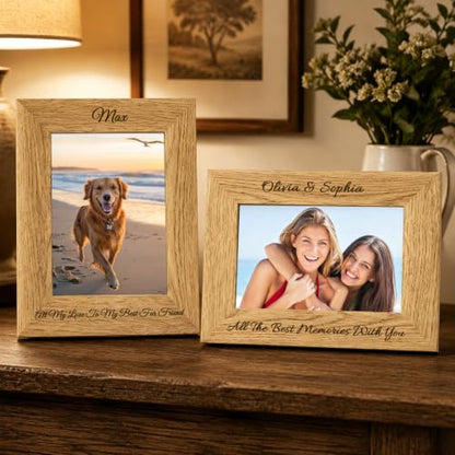 Children Personalized Engraved Wood Photo Frame 4x6 or 5x7 Custom Text & Picture