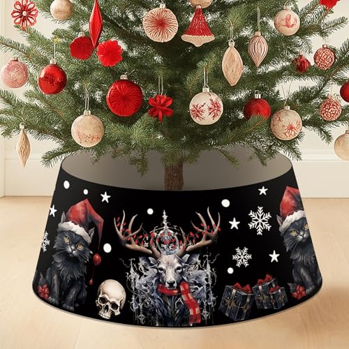 LED Christmas Tree Collar with Spooky Black Ring for Holiday Decor