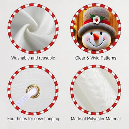 Christmas Front Door Cover Snowman Pattern Holiday Banner 35x71in Polyester
