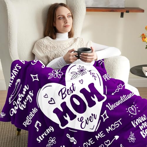 Best Mom Ever Blanket - Soft Warm Gift for Mothers Day, Birthday, Christmas