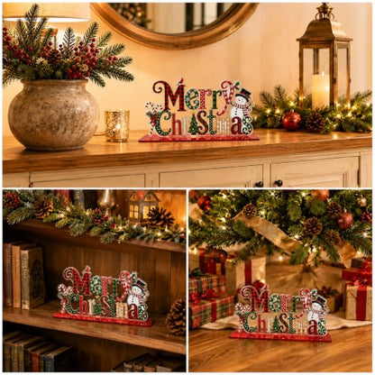 Christmas Acrylic Table Sign Indoor Holiday Decor Snowman