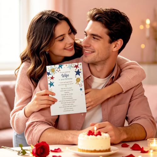Mu-406 Romantic Birthday Card for Wife from Husband - Love & Celebration