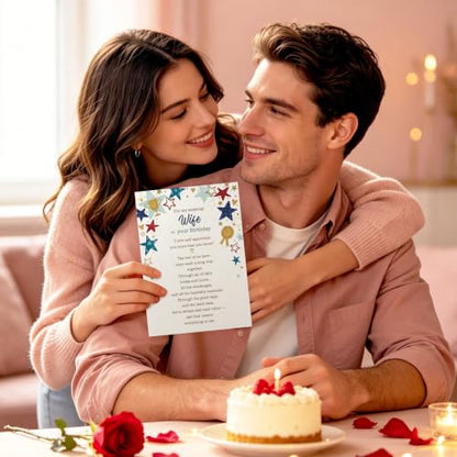 Mu-406 Romantic Birthday Card for Wife from Husband - Love & Celebration