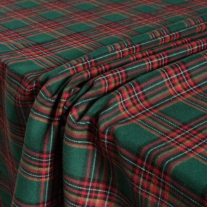 Christmas Tartan Plaid Tablecloth for 6 Foot Rectangular Tables - Green & Red, 55 x 84 Inches