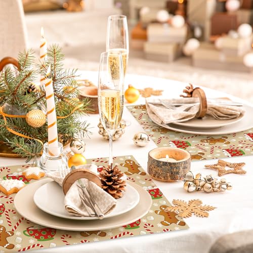 Christmas Paper Placemat Gingerbread Man Candy Cane Set - Holiday Dinner Table Decor, 50 Sheets, 11 x 17 Inch