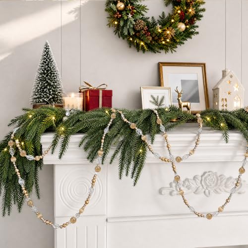 Golden 2-Pack 20ft Christmas Bead Garland for Holiday Decor