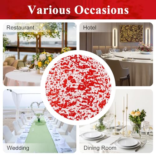 Red Disposable Placemats 13 Inch Glitter Metallic Mesh Round Table Mats for Dining & Events