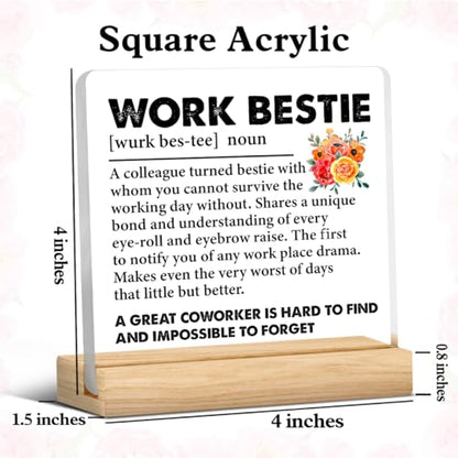 Work Bestie Gifts for Women D12 - Funny Office Desk Sign Keepsake Acrylic