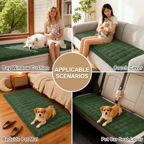 Dog Couch Cover Washable Plush Sofa Protector - Dark Green 27.6x27.6"