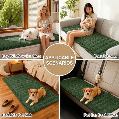 Dog Couch Cover Washable Plush Sofa Protector - Dark Green 27.6x27.6"