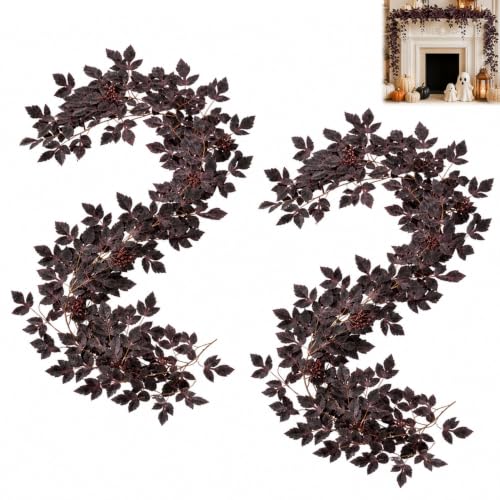 2 Pack 6 Ft Fall Garland for Home Decor, Autumn Leaves and Thanksgiving