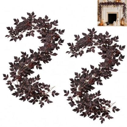 2 Pack 6 Ft Fall Garland for Home Decor, Autumn Leaves and Thanksgiving