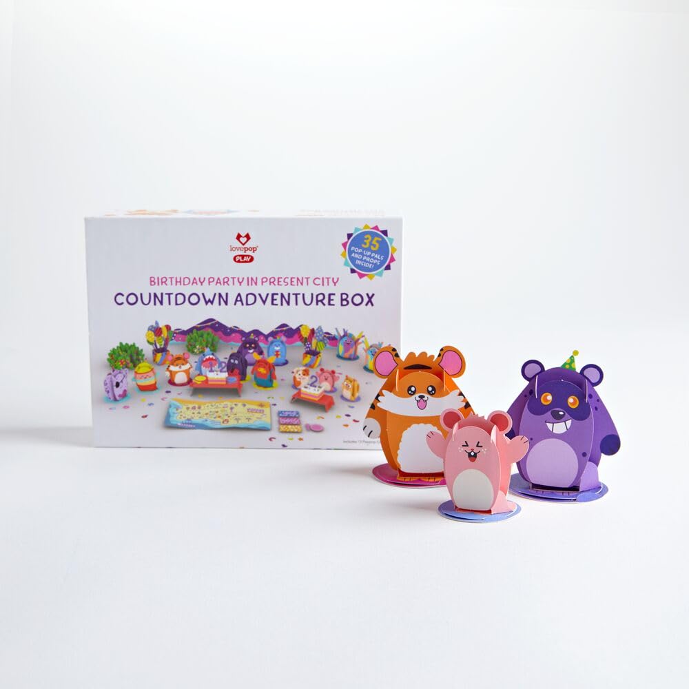 Lovepop Birthday Adventure Box, Advent Calendar for Kids, 6.45" x 4.84" x 2.2" Box Size, Pop Up Characters, Gifts for Girls