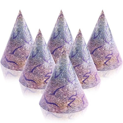 12 Pcs Kpop Party Hats with Demon Lightning Energy Pattern Purple Birthday Decorations