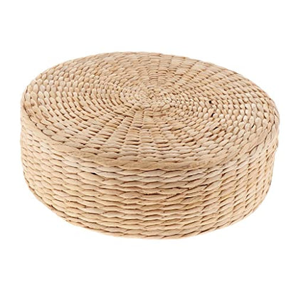 Meditation Floor Cushion Seat Pillow Natural Straw & Sponge Rustic Japanese Style