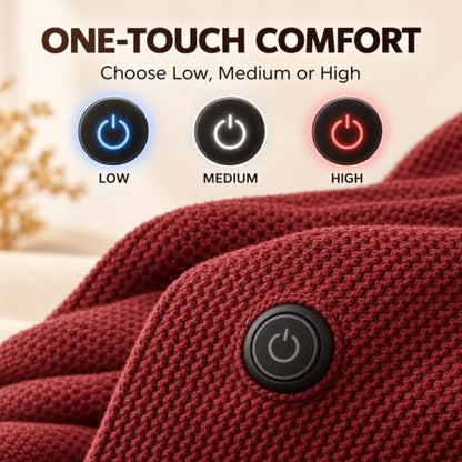 USB Heated Shawl Wrap for Women - Red, Wearable Electric Blanket