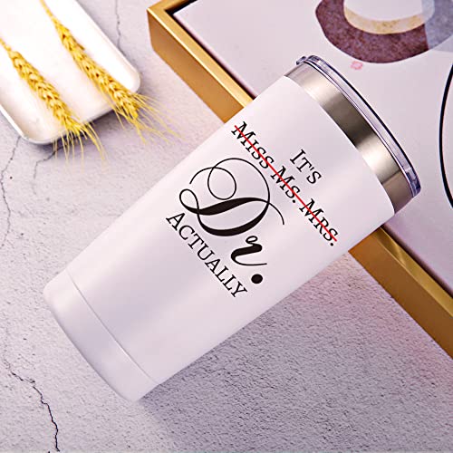 White Travel Tumbler for Doctors - 20oz Insulated Stainless Steel Mug with Lid