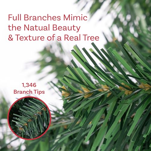 Unlit 7.5ft Artificial Christmas Tree with Stand - Green, Realistic Design