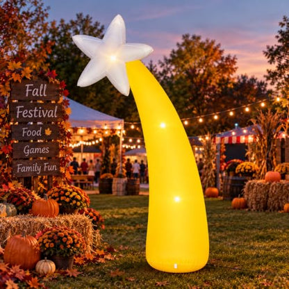 10FT Fall Inflatable Yard Decorations with Yellow Palm Tree & Stars LED Lights