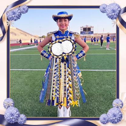 9 Pcs Blue White Gold Homecoming Mum Braid Set for School Spirit Decor