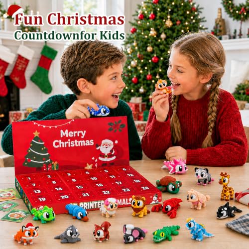 JOICEE 2026 Christmas Advent Calendar with Mini 3D Animal Toys - Red